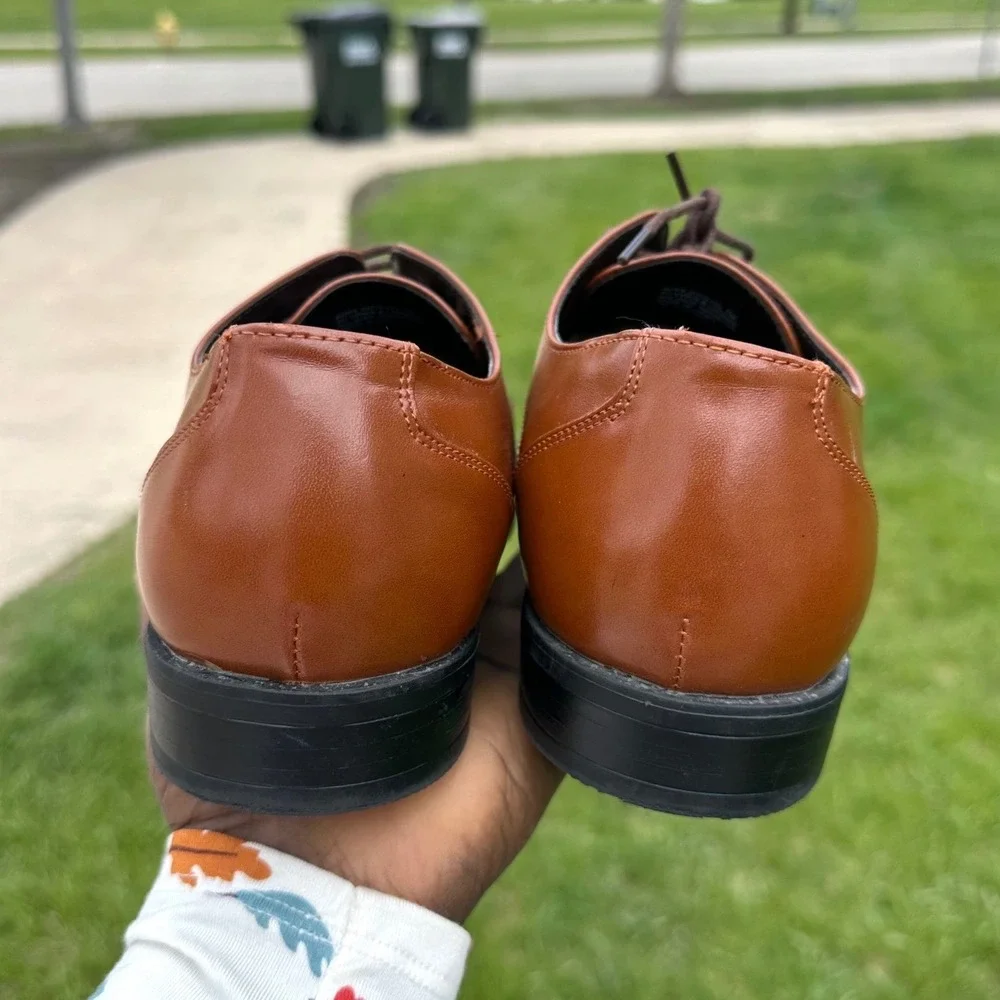 Stacy Adams Atwell Cognac Brown Oxford Lace Up Dress‎ Shoes Big Boys Size 7M